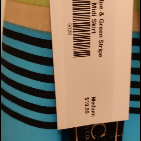 Blue & green stripe pencil skirt - Picture 3 of 4